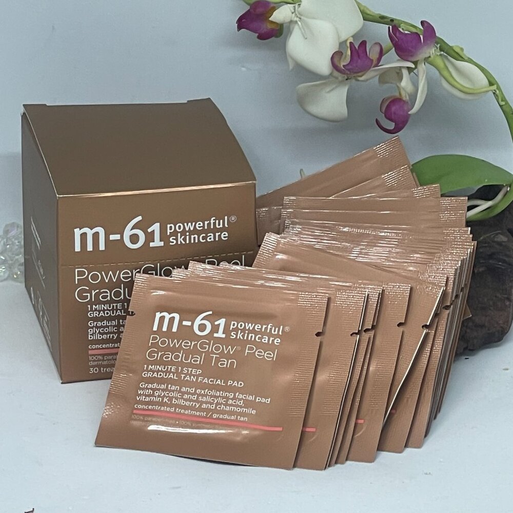 M-61 PowerGlow Peel Gradual Tan 1 Minute 1 Step Facial Pad - 30 Treatments - NIB - Picture 3 of 7
